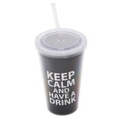 Keep Calm Cup and Straw Black Keep Calm Cup and Straw Black
