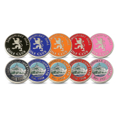 5 x 50 Pack 24mm Metalen ballmarkers met 1 kleurig geëmailleerd Logo op 1 zijde 5 x 50 Pack 24mm Metalen ballmarkers met 1 kleurig geëmailleerd Logo op 1 zijde