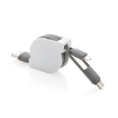 3-in-1 kabel met rolmechanisme, wit 3-in-1 kabel met rolmechanisme, wit