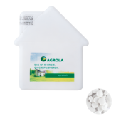 Huis mintdispenser met ca. 8 gr. suikervrije mintjes en ingredienten label DIGITAAL tot full Colour Huis mintdispenser met ca. 8 gr. suikervrije mintjes en ingredienten label DIGITAAL tot full Colour