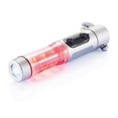 Veiligheidszaklamp met noodhamer, zilverkleurig Veiligheidszaklamp met noodhamer, zilverkleurig